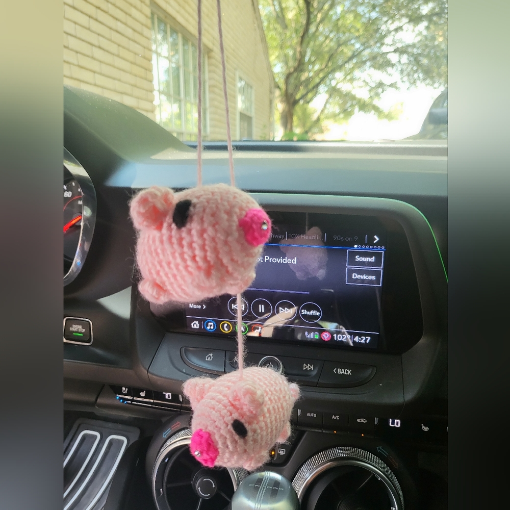 Rearview mirror Piggie charms with Crystals
